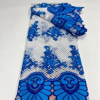 Hot Sale Skin Friendly Soft Classic Blue Guipure Lace Elegant High Quality Latest African Cord Fabric for Nigerian Wedding Dress