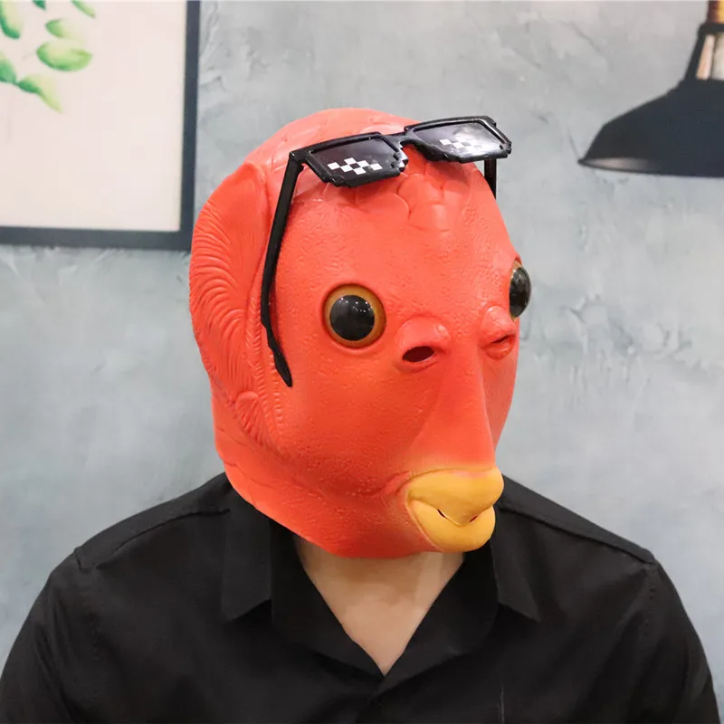 Маска унисекс в виде головы зеленой рыбы для карнавала и вечерние головной убор