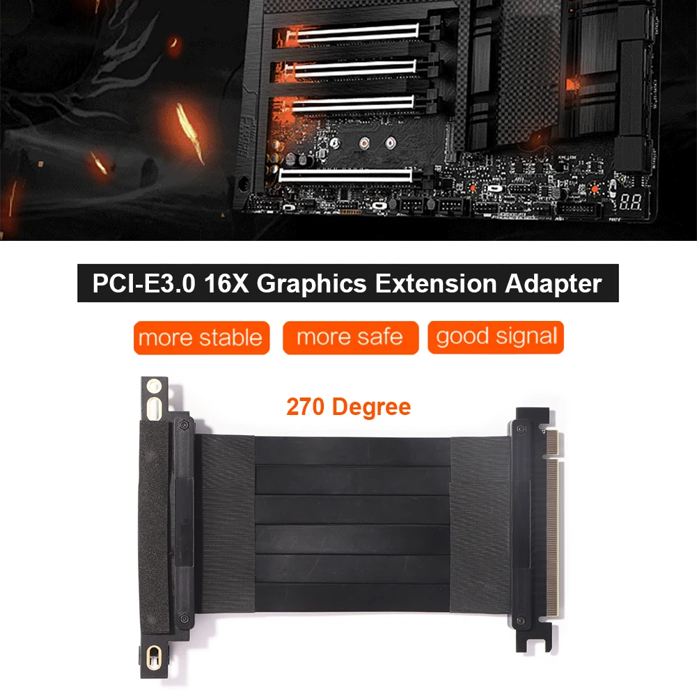 

Full Speed EMI PCI-E 3.0 16X Riser Cable PCI Express Graphics Video Card Extension Adapter Cable for ATX Chassis Desktop
