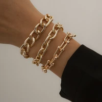 fashion gold u shape link chain bracelets set for women men gothic chunky cuban chain charm bangle bracelets on hand jewelry