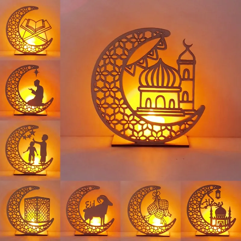 

Moon Star EID Wooden Pendant Eid Mubarak Ramadan Decoration For Home Ramadan Kareem Muslim Islamic Festival Party DIY Decoration