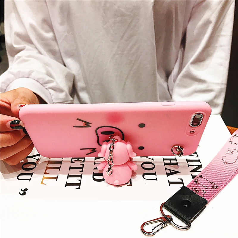 Милый кронштейн hello kitty Cat+ ремешок чехол для iPhone 7 Чехол Xs Max 6 8 Plus X Xr мультфильм розовый Kitty Мягкие ТПУ чехлы для телефонов