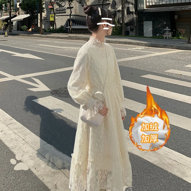 Кружевное платье для женщин новинка сезона осень-зима 2020 приталенное