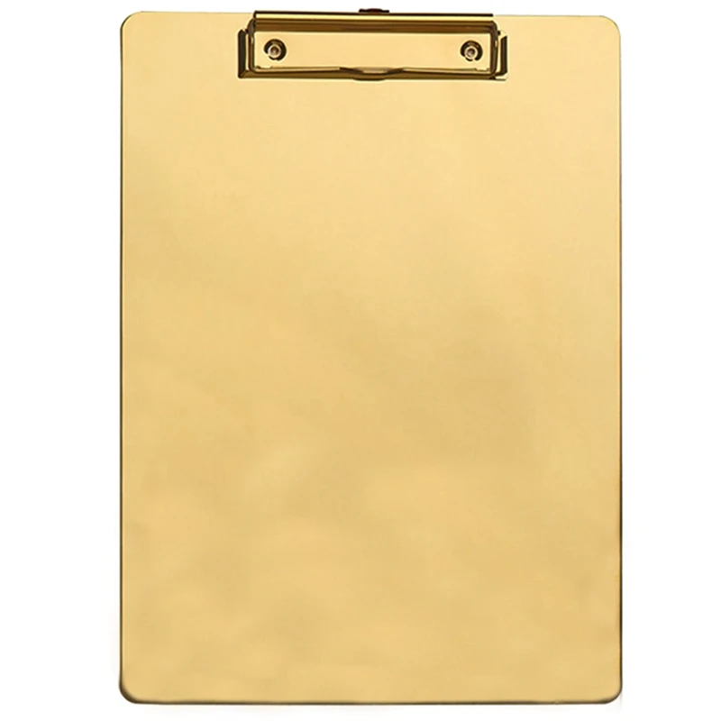 

Nordic Gold Stainless Steel Document Writing Board Clip Plate Restaurant Ordering Plywood Menu Clip File Splint