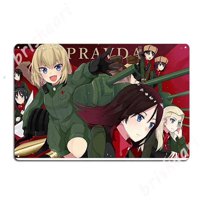 

Металлический плакат Girls Und Panzer знаки бляшки персонализированный кинотеатр гараж стена оловянные плакаты