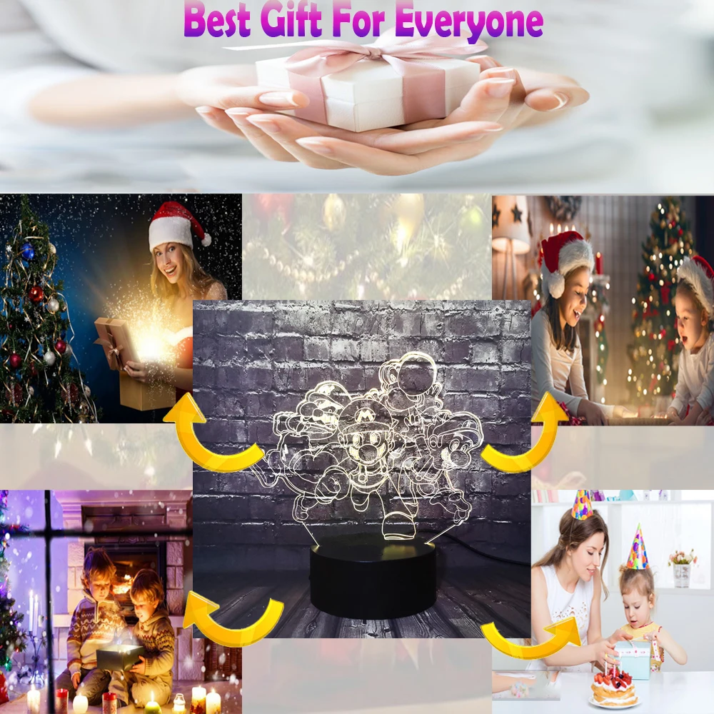 3D акриловый мультяшный светодиодный USB ночник игра Марио группа девушка декор