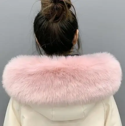 pink plus Осенне-зимний женский супер большой искусственный воротник, шапка из лисьего меха, большой воротник из меха енота, воротник с капюшоном, шарф-накидка, 80 см, tb001 - Цвет: pink plus