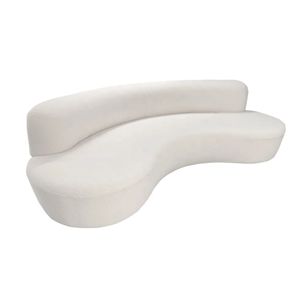 

Modern Hotel Villa Home Furniture Curved Sofa Couch Living Room Lobby Cloud White Beige Sheepskin Teddy Fabric Sofa