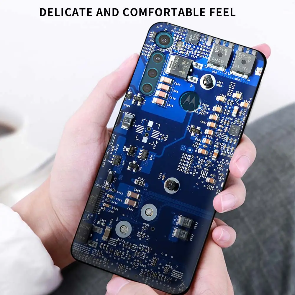

Back Case for Motorola One Fusion G9 Play G8 Power Edge Plus E6s G Stylus Soft Funda Phone Shell Circuit Board