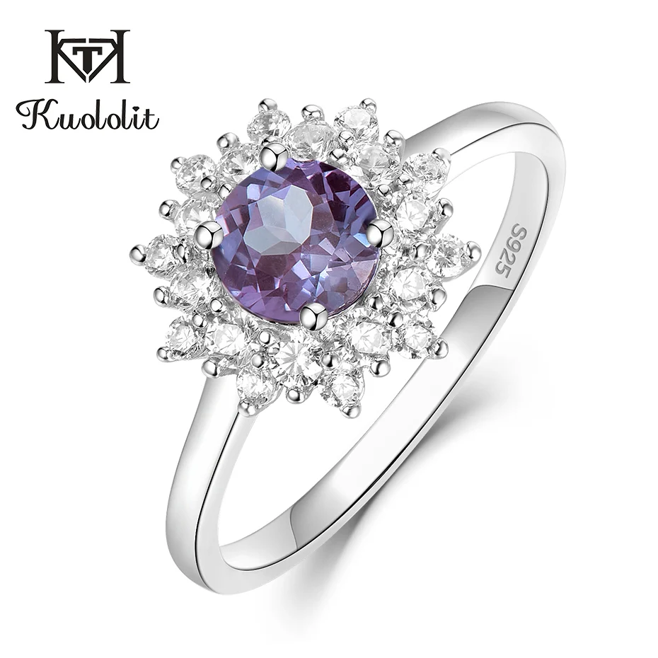 Alexandrite Kuolit Лаборатория Grown Александрит драгоценный камень кольца для женщин 925 пробы серебро настоящий драгоценный камень ручной работы помолвка невесты Хорошее ювелирное изделие - Цвет камня: Alexandrite