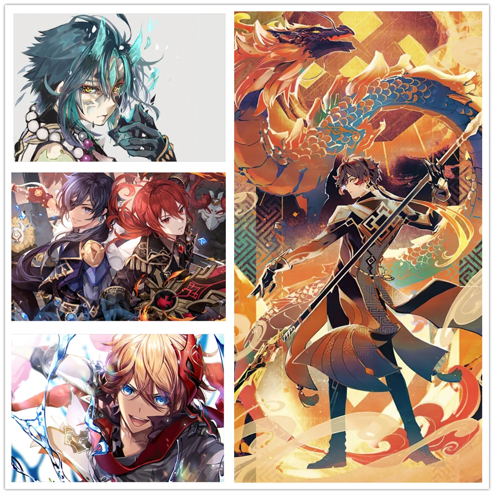 

genshin impact Game poster Tartaglia Warlord armor home decor painting wall painting bedroom anime Study Bedroom Bar Cafe Wall