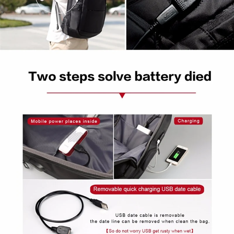 Kingsons функциональный рюкзак для ноутбука с usb кабелем износостойкий мужской