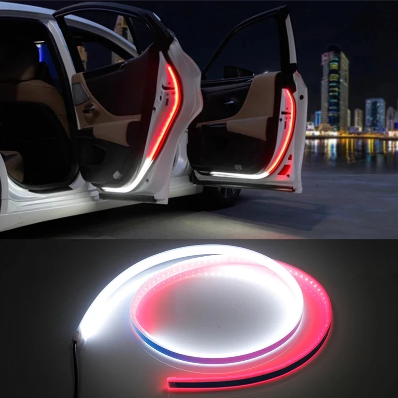 

OKEEN 47inch LED Car Door Welcome Lights Flexible Door Opening Warning Strip Light Auto Decorative Strobe Safety Side Light 12V
