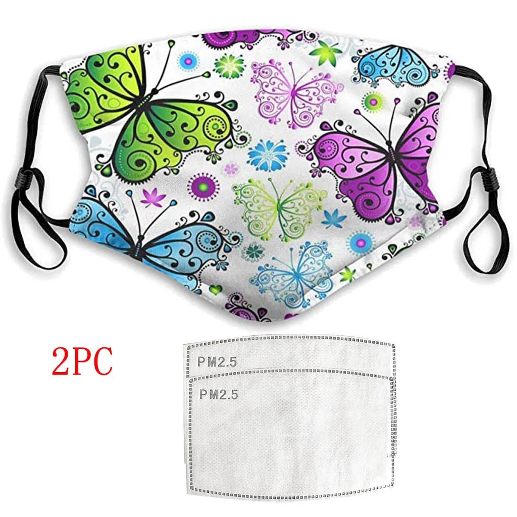 

Маска мультяшная с 2 фильтрами, милые многоразовые маски с принтом, тканевые Защитные Моющиеся маски Pm2.5, защита от смога, 1 шт.