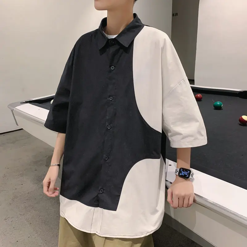 

2021 Summer Men's Short Sleeve Student Hawaiian Shirts Student Clothes Camisa Masculina Streetwear Mens Fashion Shirts M-5XL