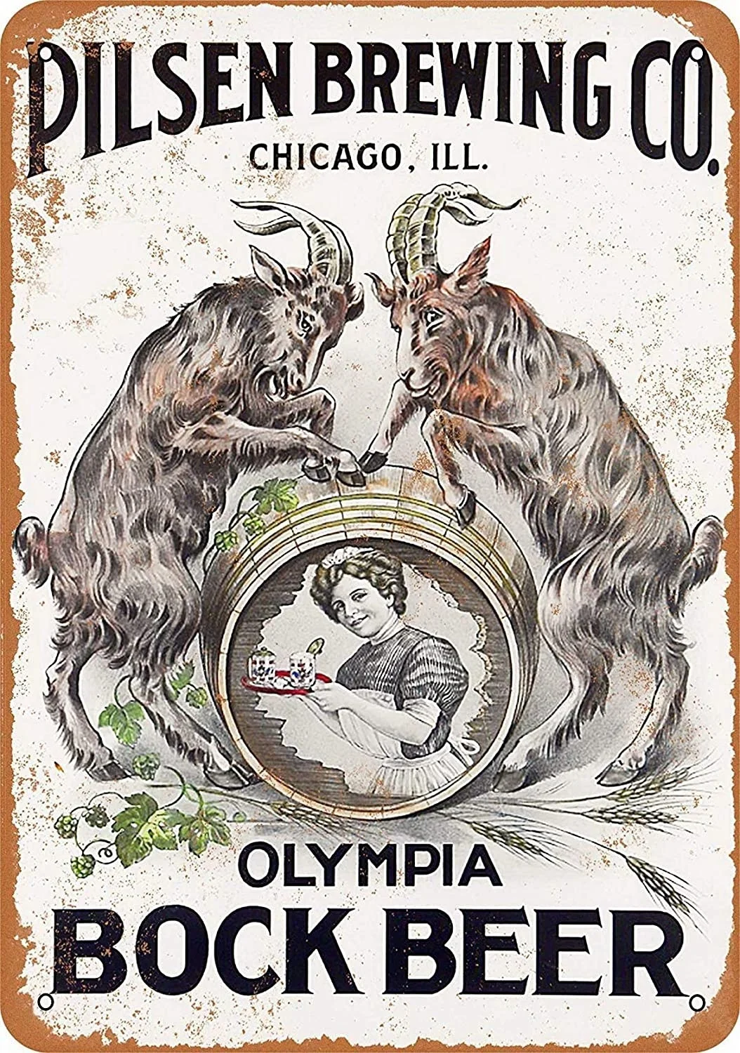 

Olympia Bock Beer Retro tin sign nostalgic ornament metal poster garage art deco bar cafe shop