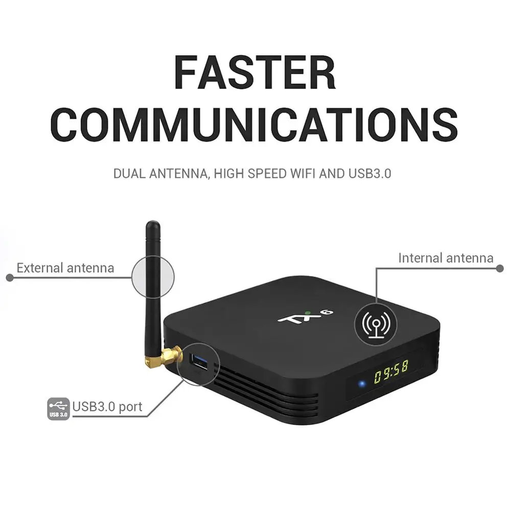 ТВ-приставка Pendoo TX6 Android 9 0 4 Гб DDR3 32 ГБ EMMC двойной Wi-Fi 2 4G + 5G Bluetooth четырехъядерный 3D 4K