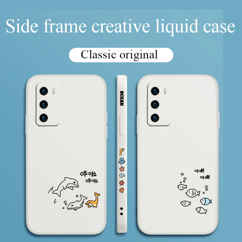 

Reiki Dolphin Phone Case For Huawei P40 P40Lite P30 P20 Mate 40 40Pro 30 20 Pro Lite P Smart 2021 Y7a Liquid Silicone Cover