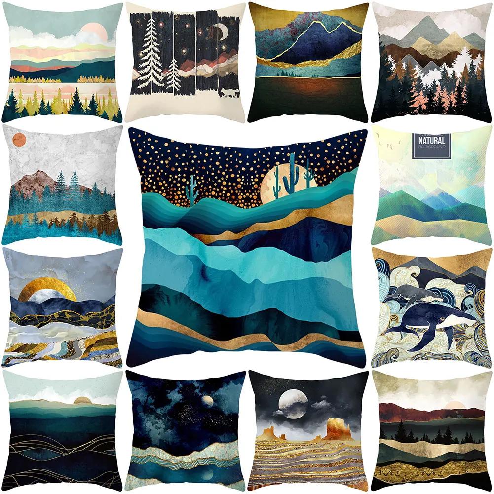 Sun Moon лес Горный пейзаж Подушка Чехол для подушки домашний диван | Дом и сад