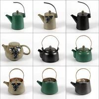 280 ml pottery glazed handle large tea kettle stoneware hand held pot japanese style creative handmade teapot teaware