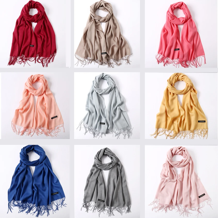 2019 Женский кашемировый шарф толстые теплые зимние шарфы большие однотонные