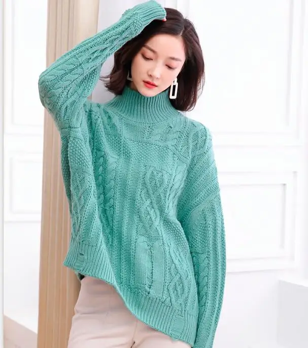 

Autumn Winter Clothes Women 2019 Turtleneck Fashion Argyle Sweater Pullover Female Long Sleeve Knitted Sweaters