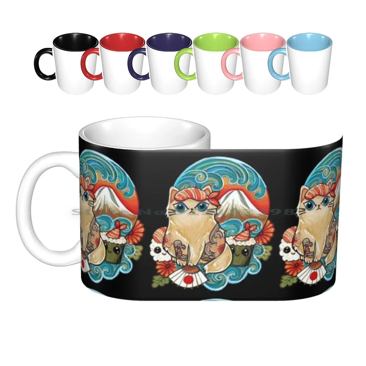 

Керамические кружки для суши, кошки, кофейные чашки, Кружка для молока и чая, милые суши, кошка Fuji, в японском стиле, винтажные Смешные кошки, ...