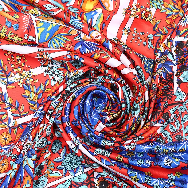 Новый женский веер с геометрическим принтом сада Шелковый большой квадратный