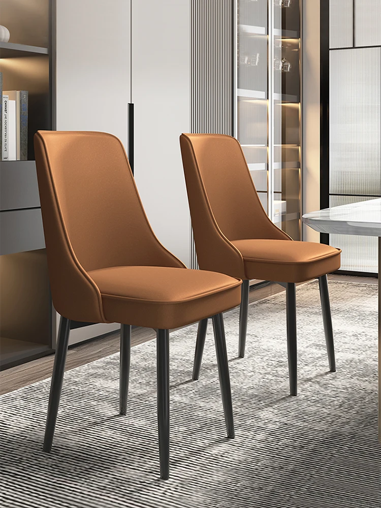 

Nordic Luxury Dining Chairs Furnitur Modern Simple Diningroom Kitchen Backrest Chair Leisure Leather Seats Hotel Reception Stool