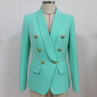 Женский двубортный Блейзер, мятно-зеленого цвета, с воротником в виде льва, 2021