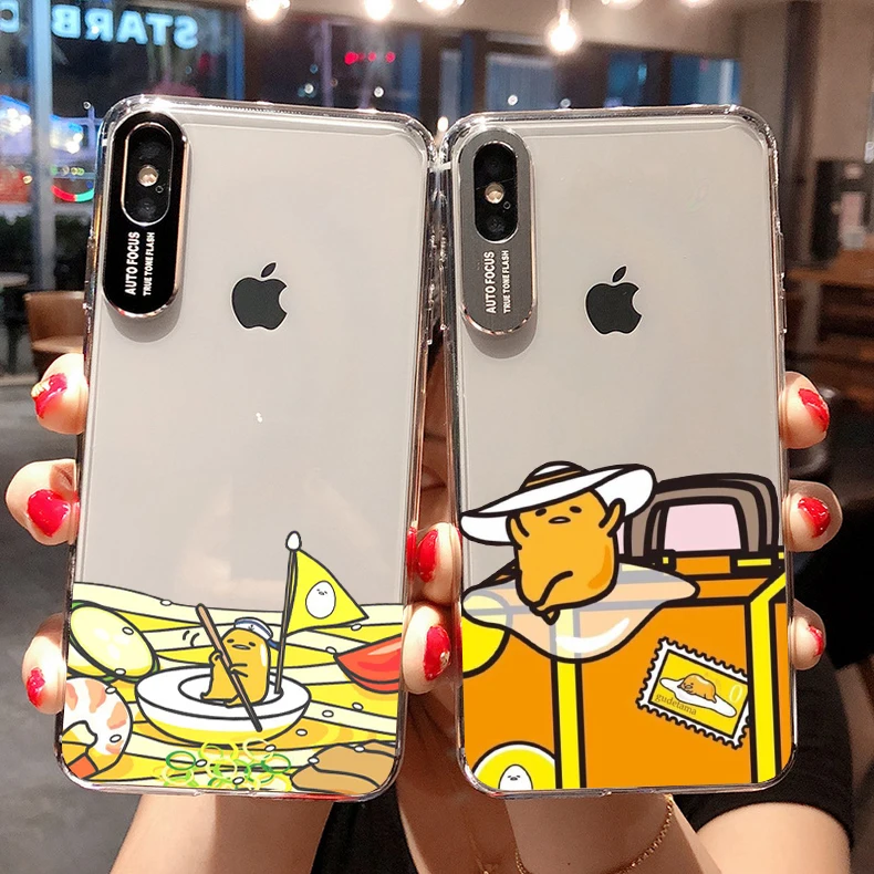 Милый Гудетама яйцо прозрачный мягкий чехол для iphone 8 7 6 plus X XS XR XMAX 5 samsung Galaxy 9 10 edge