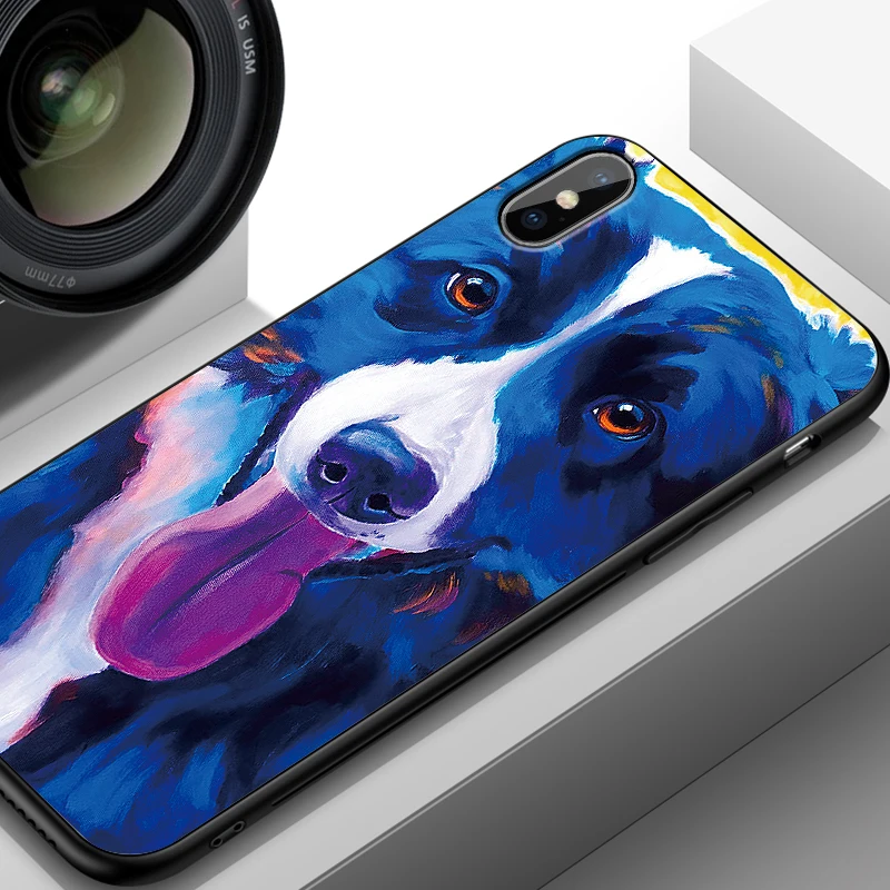 Iphone 7plus черный чехол для iphone 7 Plus силиконовый Capa etui животное собака кошка череп