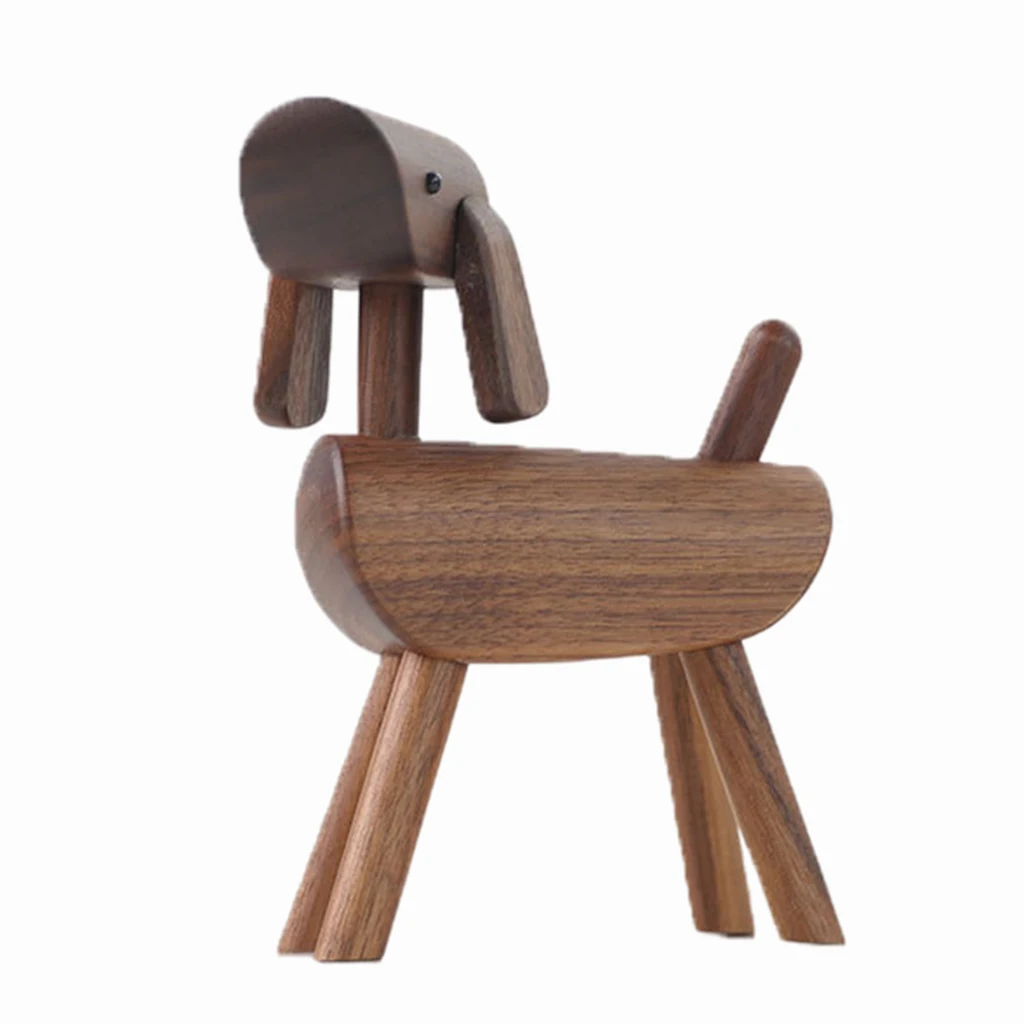 

Wooden 3D Dog Figurine Shelf Sculpture Miniature Walnut Wood Statue Kids