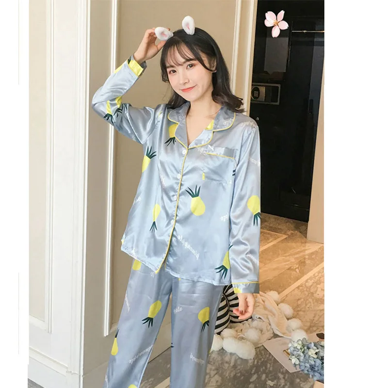 2019 осенние женские пижамные комплекты с цветочным принтом модная женская пижама