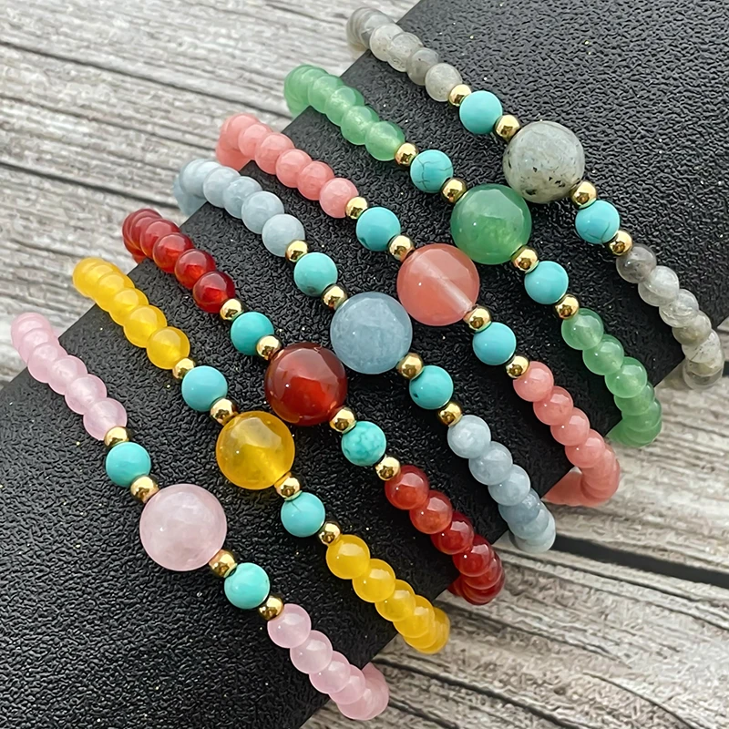 

Женский браслет ручной работы с аквамарином и натуральным камнем