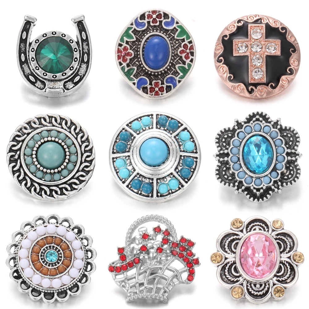 6 шт./лот новые ювелирные украшения с 18 мм кнопками крестиком и цветком