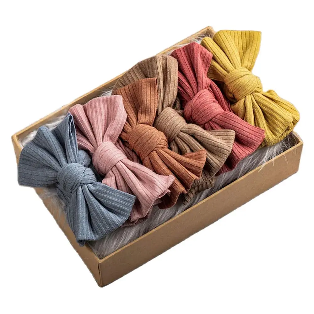 

6Pcs/Lot Baby Headband Bows Hairband For Girls Princess Hair Accessories Kids Cord Headwrap Infant Knot Turban Free Shipping