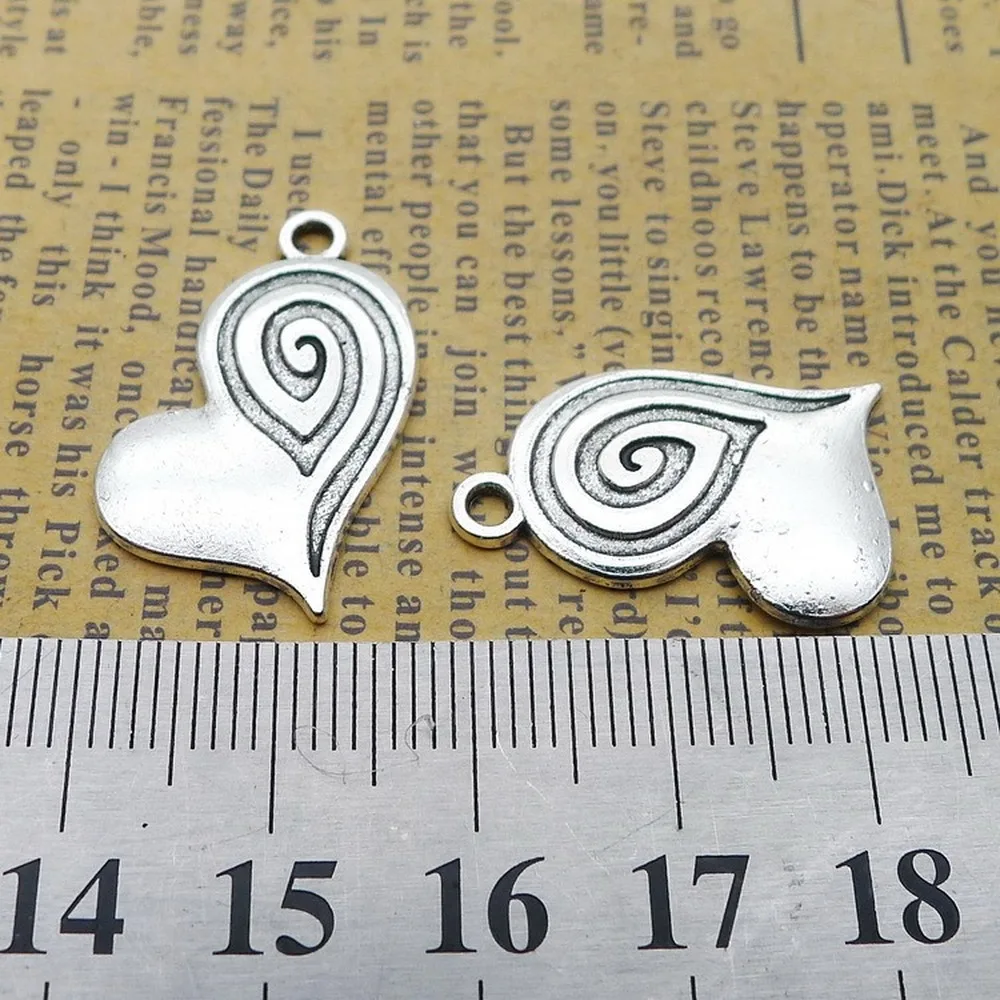 

120pcs Heart Charms 15mm x 24mm DIY Jewelry Making Pendant antique silver color