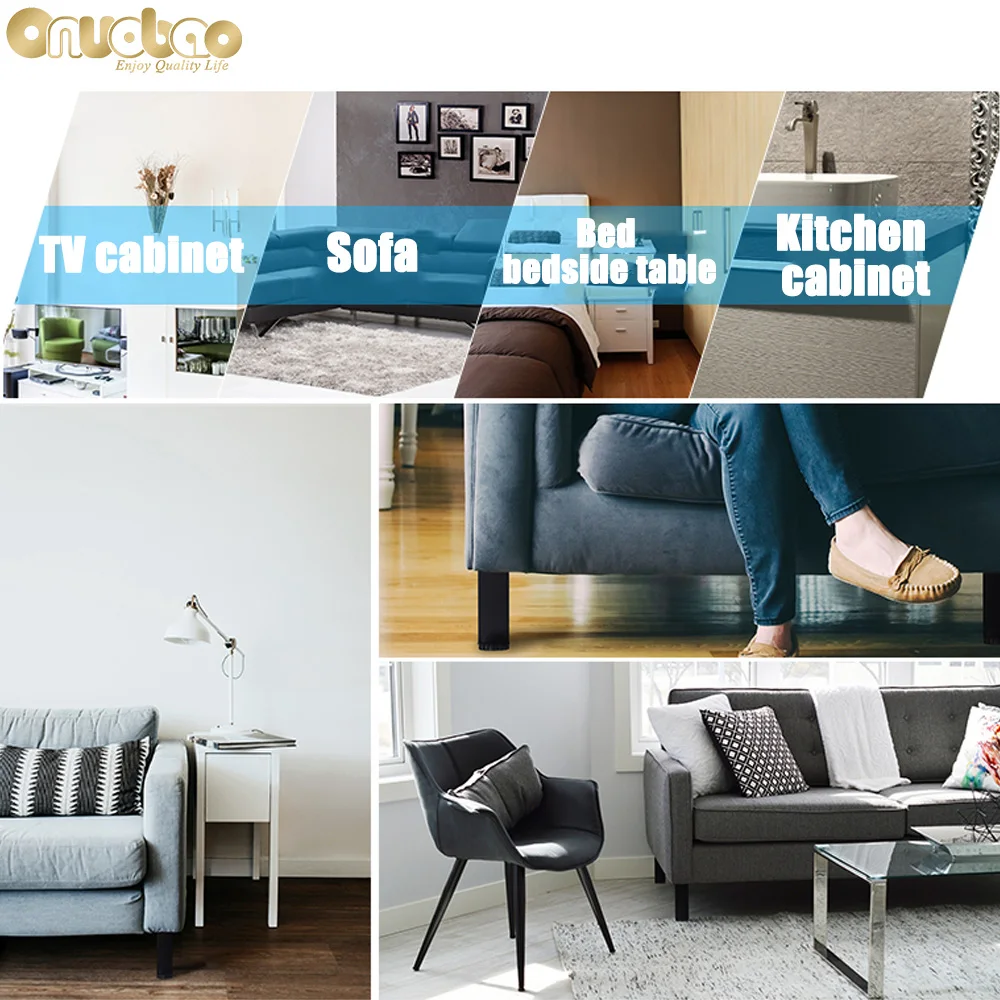 onuobao 4pcs square tube adjustable aluminum alloy furniture legs for heightening sofa kitchen cabinet table free global shipping