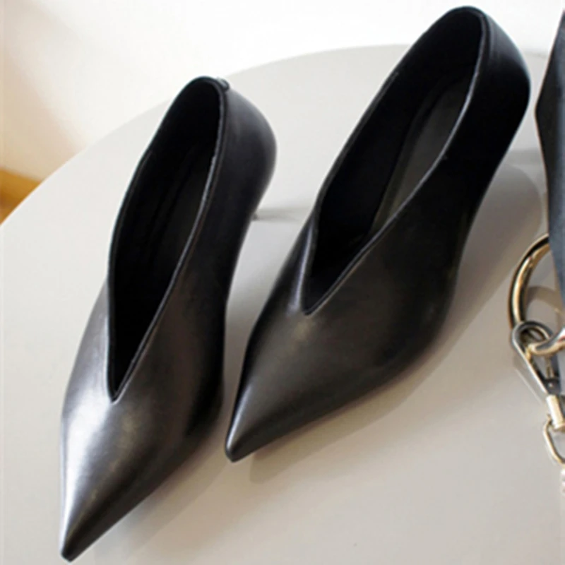 Женская обувь Новинка осени 2019 на высоком каблуке шпильке с острым носком Модная