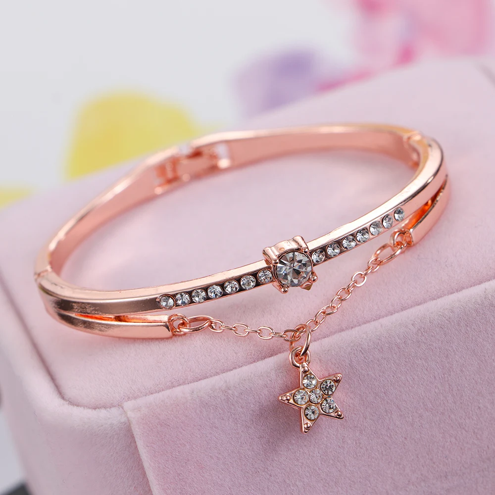Женский браслет с сердечком Forever Love роскошный из нержавеющей стали цвета
