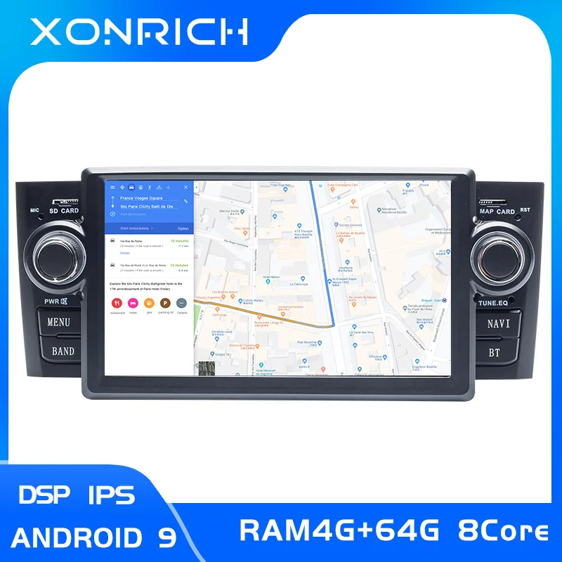 Ips DSP 8 Core 1 din Android 9 Ram 4G Автомобильный DVD мультимедийный плеер для Fiat Grande Punto Linea 2007-2012GPS навигация Радио экран