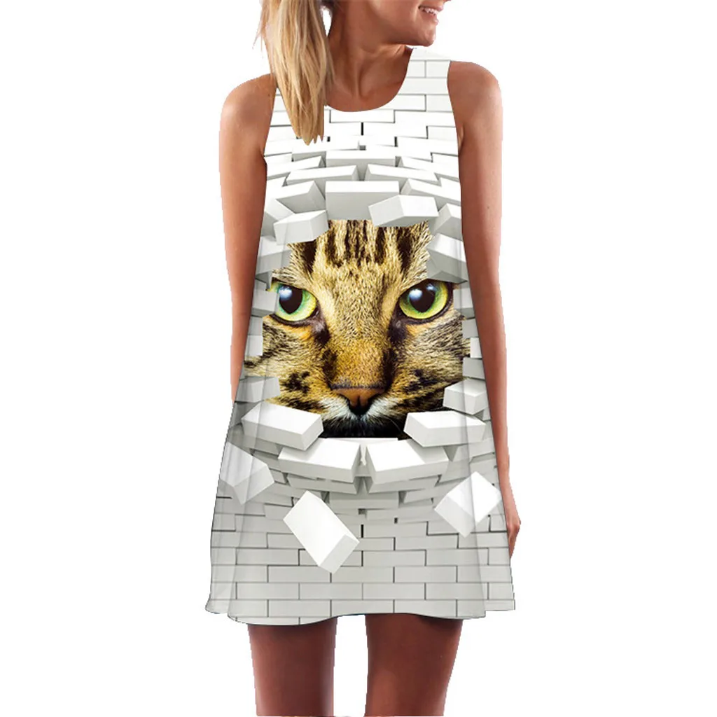 Женское сексуальное винтажное летнее пляжное Короткое мини платье без рукавов с