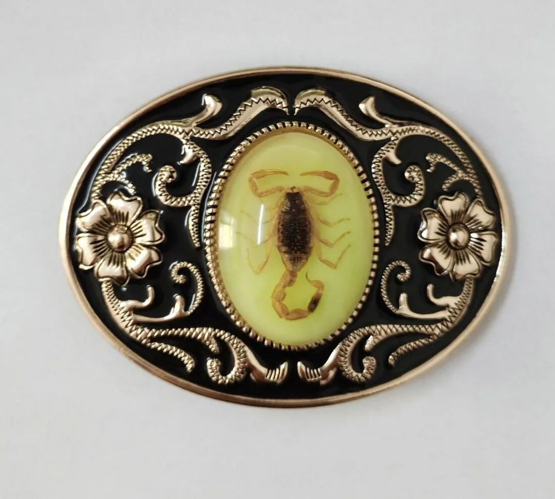 

Patterned shade with night light scorpion belt buckle European and American fashion belt buckle