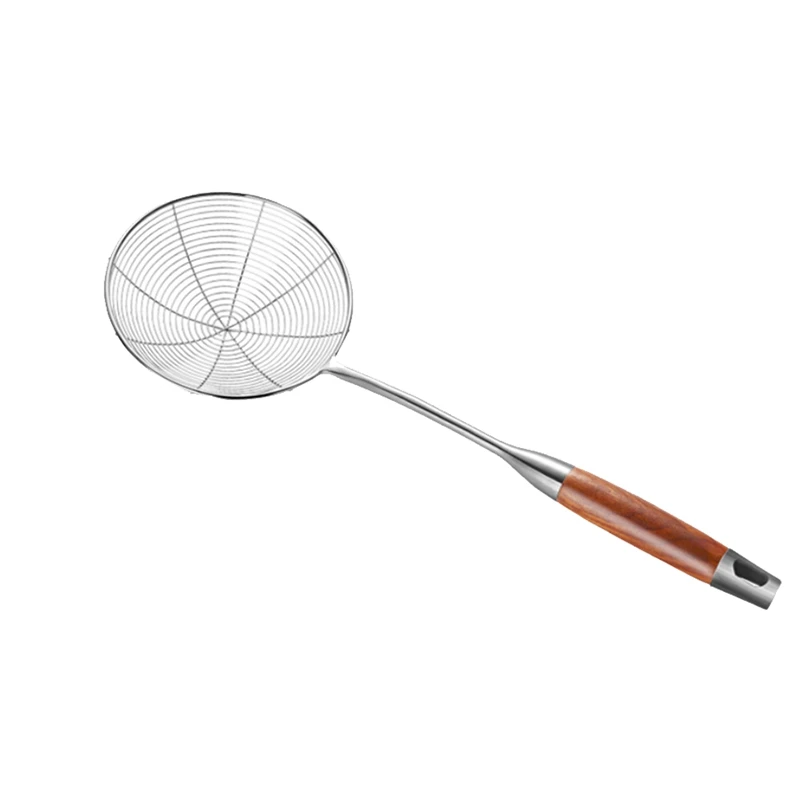 

1 Pcs Stainless Steel Wooden Handle Spider Web Strainer Colander Ladle Skimmer Slotted Spoon Kitchen Cooking Tools