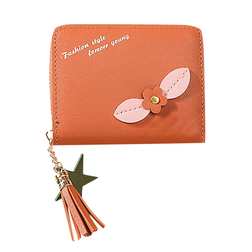 Женский однотонный Кошелек для монет улицы модный тренд лист бахрома кожа мелочи