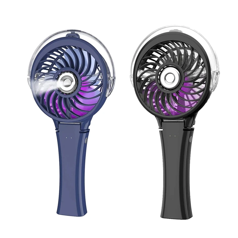 

Small Handheld Misting Fan, Portable Fan With 7 Colorful Nightlight,USB Rechargeable Personal Mist Fan