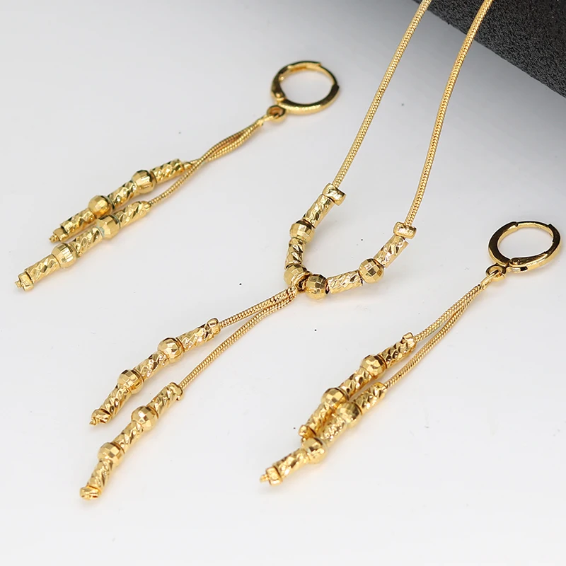 Маленькие бусины Дубай ожерелье серьги для женщин/девочек очаровательные модные