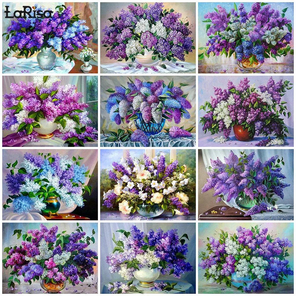 

Violet Art Picture 5D DIY Diamond Painting Cross Stitch Kit Lilac Mosaic Rhinestone Flower Full Square Round Diamond Embroidery