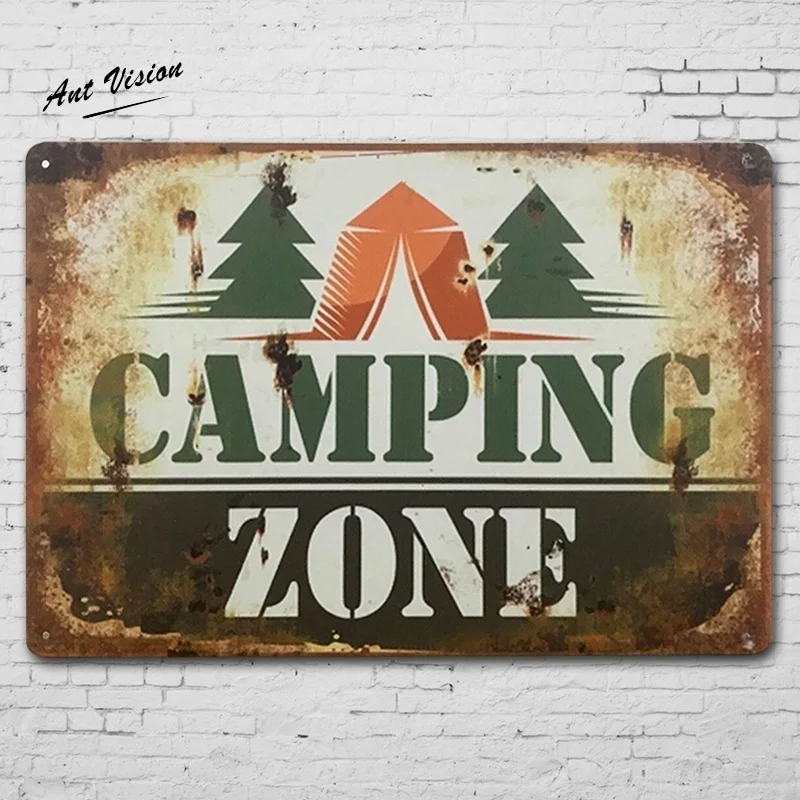 

Camping Area Old-fashioned Metal Tin Sign Board Sign House Cafe Restaurant Bar Poster Antique Imitation Iron Painting 20x30CM